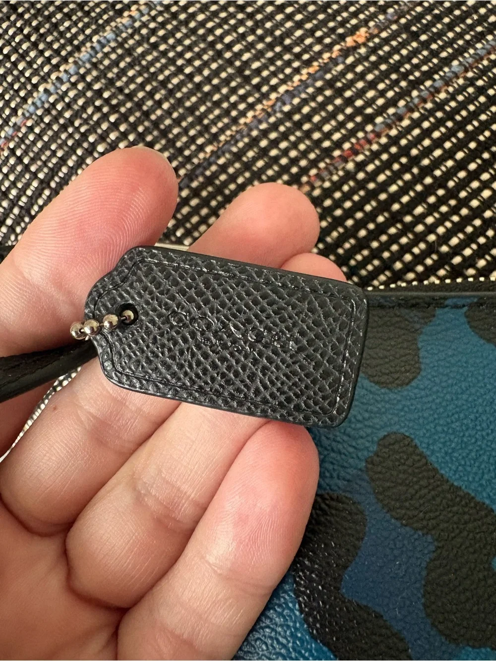 COACH Blue Leopard Print Wristlet Pouch